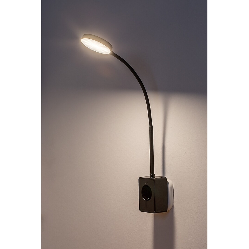 Rabalux - reguliuojama LED sieninė lempa LED/4W/230V su USB jungtimi, skirta įkišimui į lizdą, 3000/4000/6000K, juoda