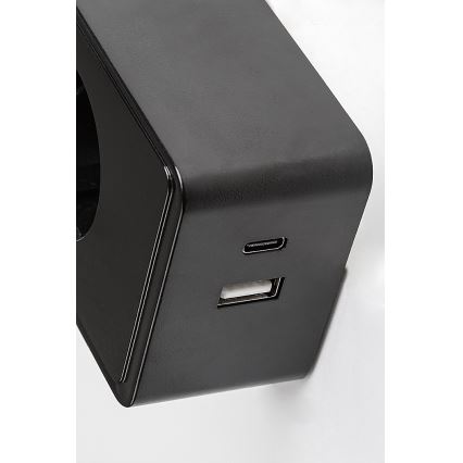 Rabalux - reguliuojama LED sieninė lempa LED/4W/230V su USB jungtimi, skirta įkišimui į lizdą, 3000/4000/6000K, juoda