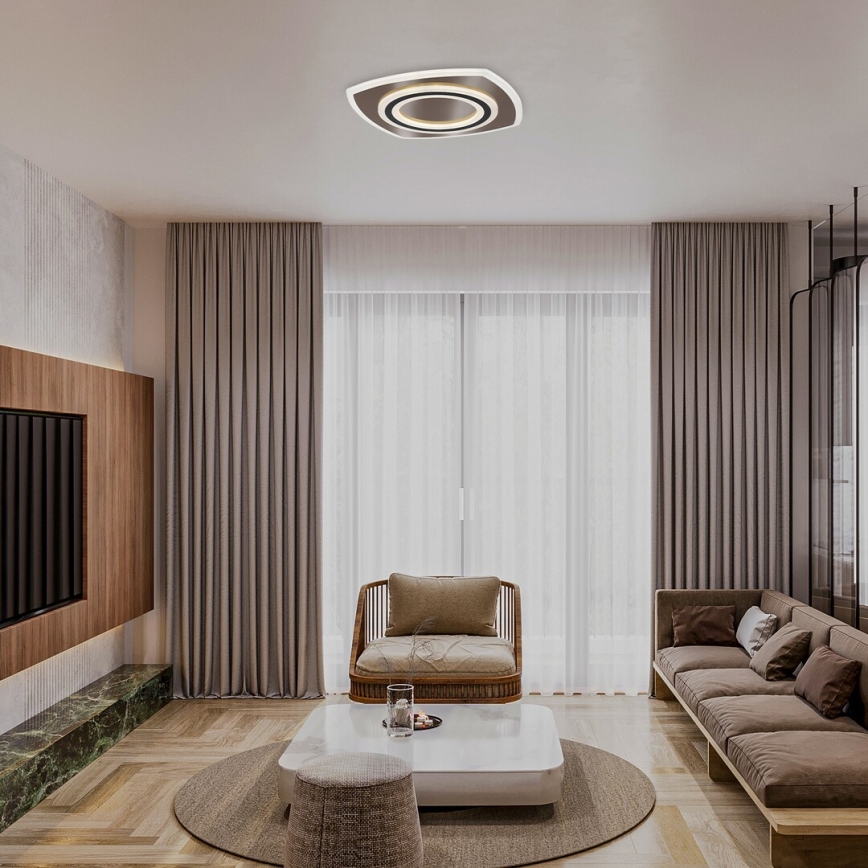 Rabalux - Dimeriuojamas LED lubinis šviestuvas LED/60W/230V 3000/4000/6000K matinis chromas/juodas + nuotolinis valdymas 48x48 cm