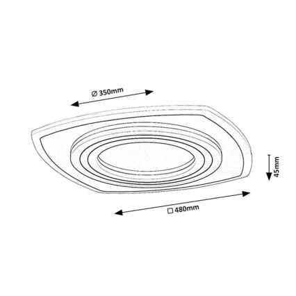 Rabalux - Dimeriuojamas LED lubinis šviestuvas LED/60W/230V 3000/4000/6000K matinis chromas/juodas + nuotolinis valdymas 48x48 cm