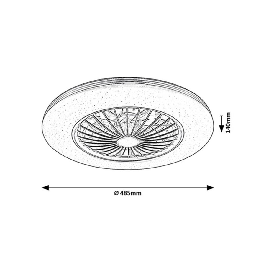 Rabalux - LED Pritemdomas lubinis šviestuvas su ventiliatoriumi LED/48W/230V 3000-6500K + nuotolinio valdymo pultas