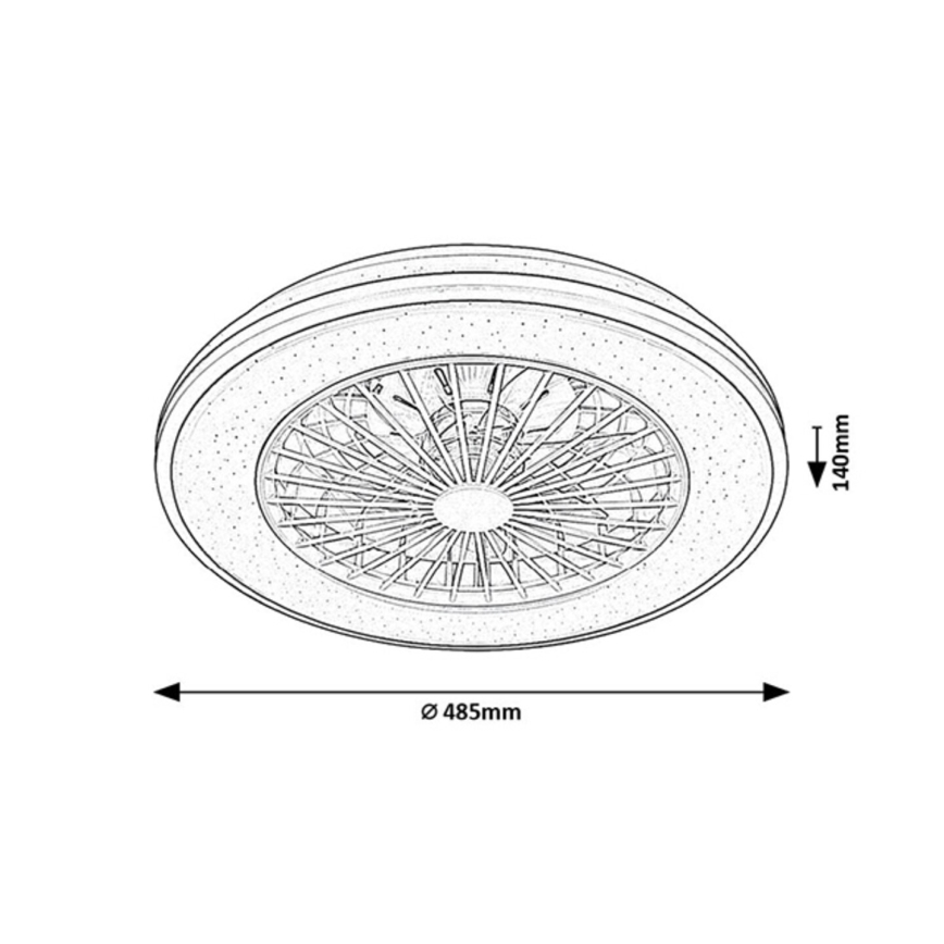 Rabalux - LED Pritemdomas lubinis šviestuvas su ventiliatoriumi LED/48W/230V 3000-6500K + nuotolinio valdymo pultas