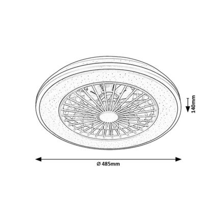 Rabalux - LED reguliuojamas lubinis šviestuvas su ventiliatoriumi LED/48W/230V 3000-6500K + nuotolinis valdymas
