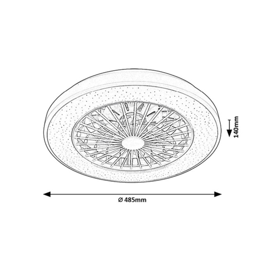 Rabalux - LED Pritemdomas lubinis šviestuvas su ventiliatoriumi LED/48W/230V 3000-6500K + nuotolinio valdymo pultas