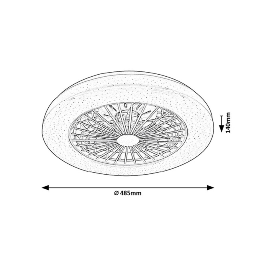 Rabalux - LED RGB Pritemdomas lubinis šviestuvas su ventiliatoriumi LED/48W/230V 3000-6500K + nuotolinio valdymo pultas