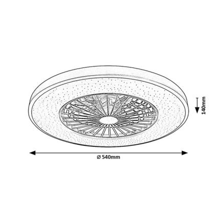 Rabalux - LED reguliuojamas lubinis šviestuvas su ventiliatoriumi LED/72W/230V 3000-6500K + nuotolinis valdymas