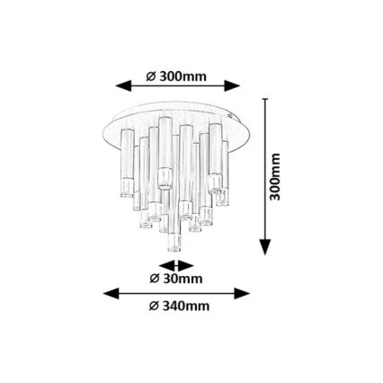 Rabalux - Lubinis šviestuvas 13xG9/5W/230V juodas, skersmuo 34 cm