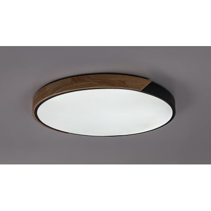 Rabalux – LED lubinis šviestuvas, 42 W, 230 V, 3000/4000/6500 K, juodas/ąžuolo imitacija, Ø 41 cm