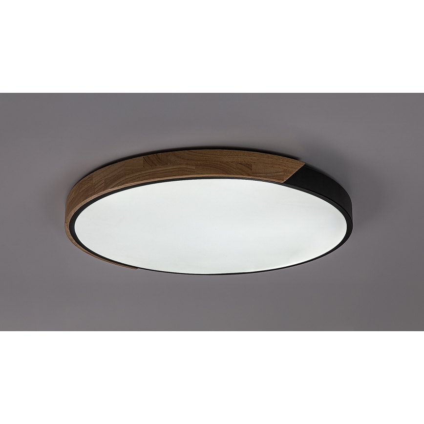 Rabalux – LED lubinis šviestuvas, 42 W, 230 V, 3000/4000/6500 K, juodas/ąžuolo imitacija, Ø 41 cm