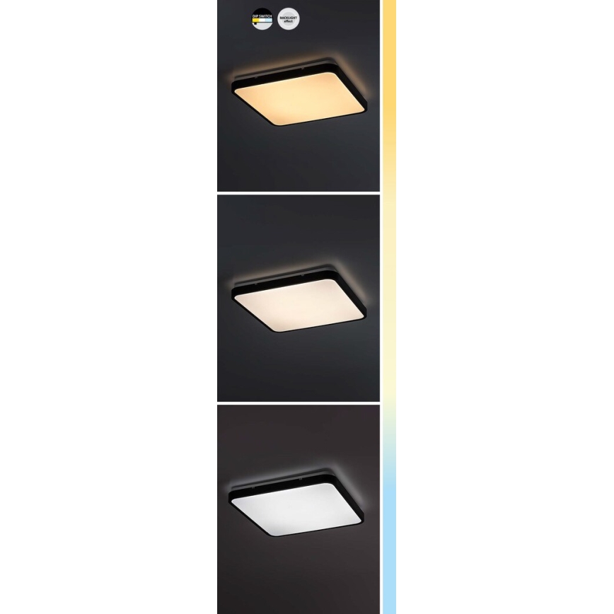 Rabalux - LED lubinis vonios šviestuvas LED/36W/230V 3000/4000/6000K IP44 42x42 cm juoda