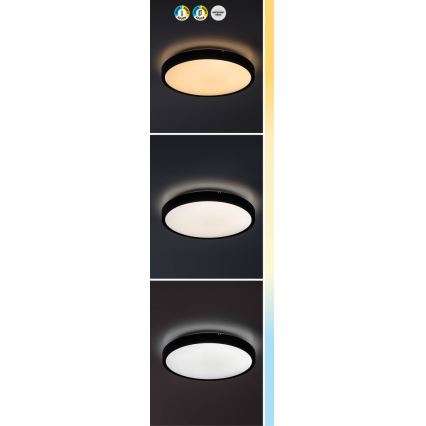 Rabalux - LED pritemdomas lubinis vonios šviestuvas LED/36W/230V 3000-6000K IP44 diametras 42 cm juoda + nuotolinio valdymo pultas