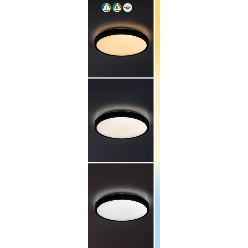 Rabalux - LED pritemdomas lubinis vonios šviestuvas LED/36W/230V 3000-6000K IP44 diametras 42 cm juoda + nuotolinio valdymo pultas