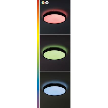 Rabalux - LED RGB Pritemdomas sieninis vonios šviestuvas LED/36W/230V 3000-6000K Wi-Fi Tuya IP44 diametras 42 cm juoda + nuotolinio valdymo pultas
