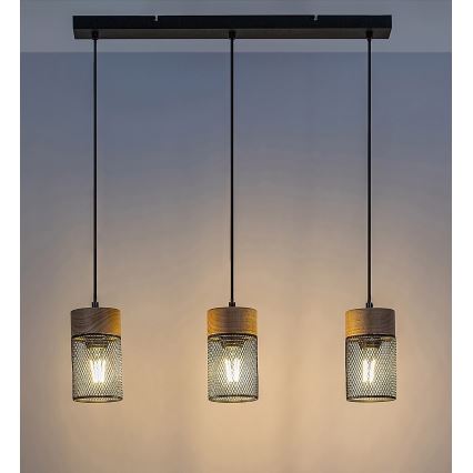 Rabalux - Pakabinamas šviestuvas su kabeliu 3xE27/25W/230V, ąžuolo spalvos