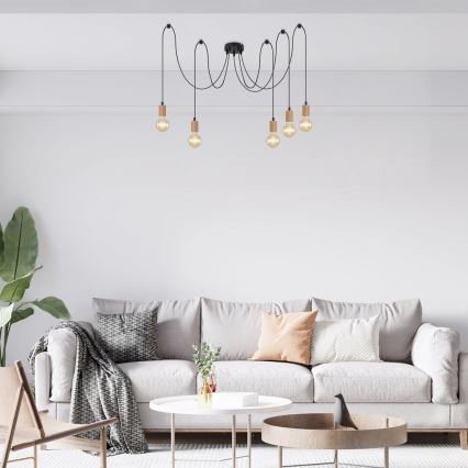 Rabalux - Lubų šviestuvas su kabeliu 5xE27/60W/230V voras bukas