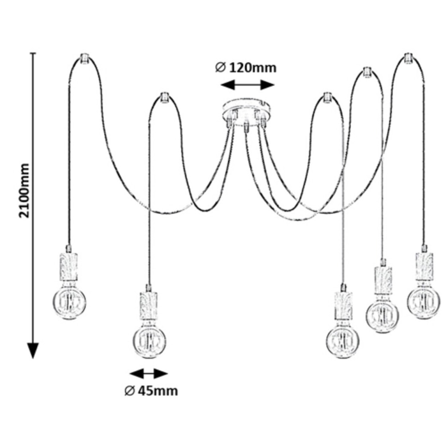 Rabalux - Lubų šviestuvas su kabeliu 5xE27/60W/230V voras bukas