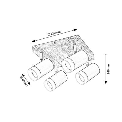 Rabalux - Lubinis taškinis šviestuvas 4xGU10/5W/230V ąžuolas