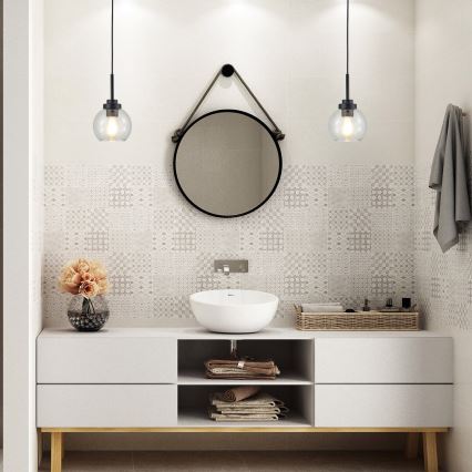 Rabalux - Vonios kambario pakabinamas šviestuvas su kabeliu 1xE27/15W/230V juodas IP44