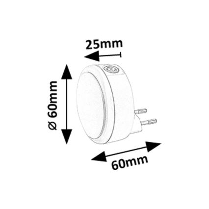 Rabalux - LED Lizdinė naktinė lemputė su prieblandos jutikliu LED/0,3W/230V 3000K
