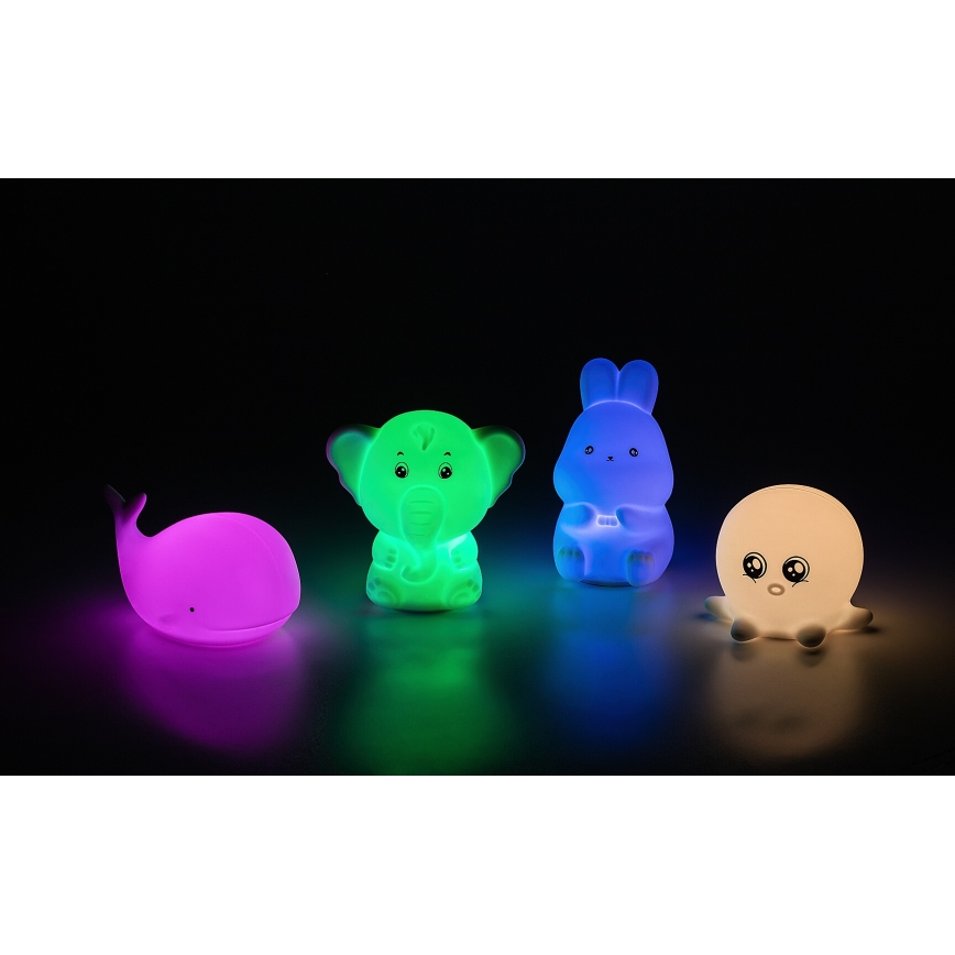 Rabalux - LED RGB jutiklinė naktinė lempa LED/0,05W/1xCR2032 dramblys