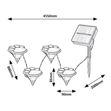 Rabalux - LED Saulės energijos šviestuvas 4xLED/0,06W/1,2V IP44