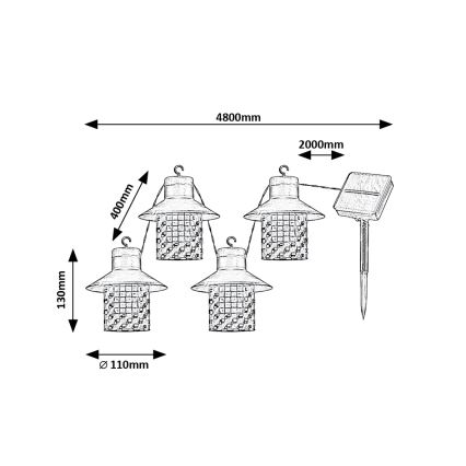 Rabalux - LED Saulės energijos šviestuvas 8xLED/0,1W/1,2V IP44