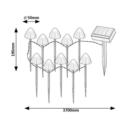 Rabalux - LED Saulės energijos šviestuvas 10xLED/0,2W/1,2V IP44