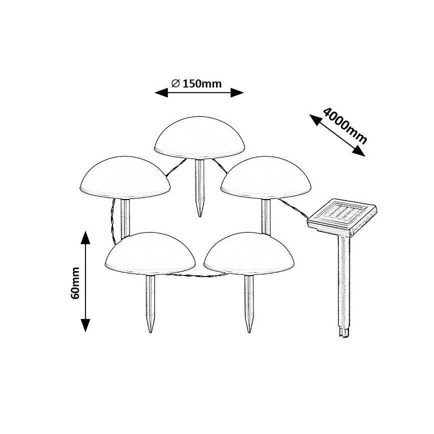 Rabalux - LED Saulės energijos šviestuvas 5xLED/0,2W/1,2V IP44
