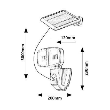 Rabalux - LED Saulės energijos prožektorius su jutiklliu LED/12W/3,7V IP44 4000 mAh