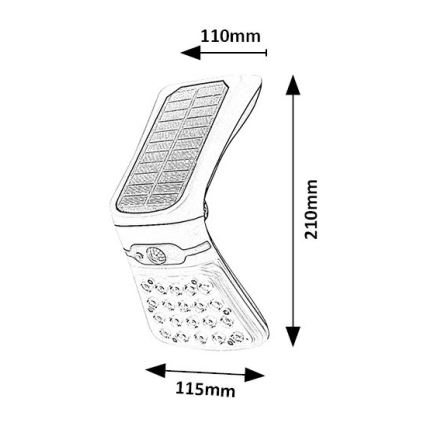 Rabalux - LED Reguliuojamas saulės energijos šviestuvas su jutikliu LED/4W/3,7V IP44