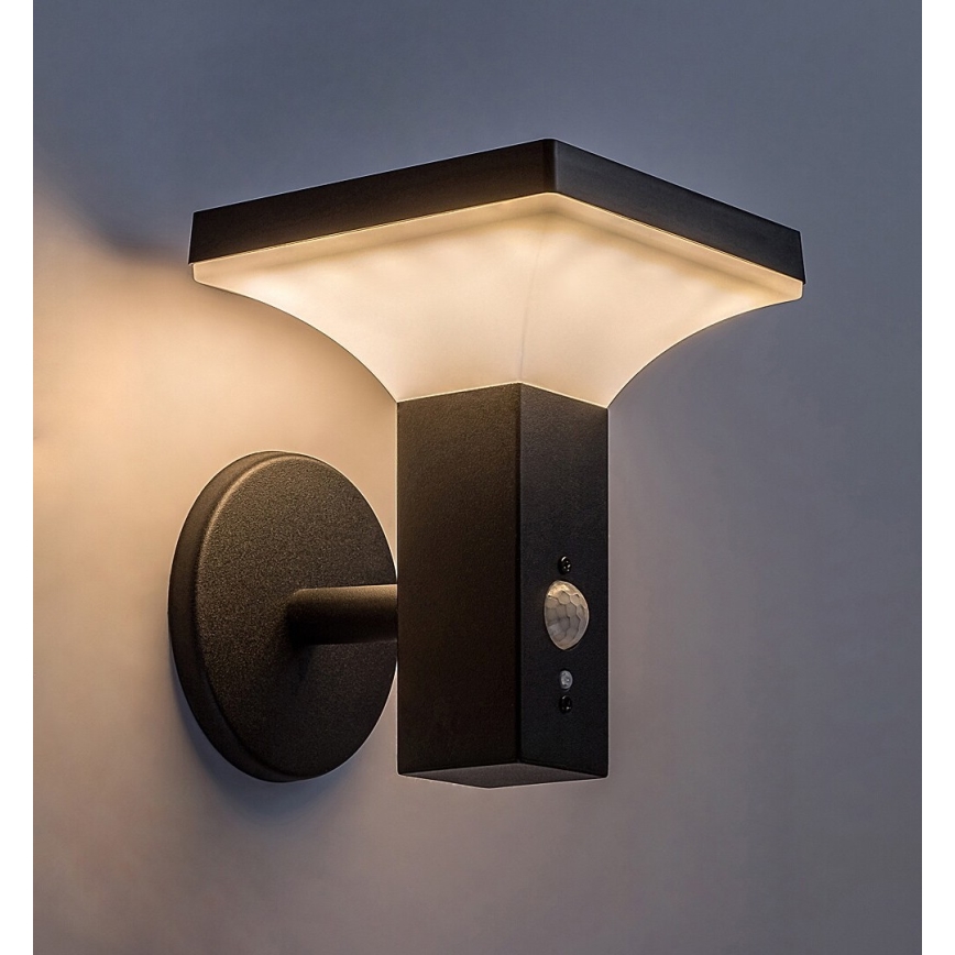 Rabalux - LED sieninis šviestuvas su jutikliu, įkraunamas saulės energija LED/4W/230V IP44 juoda