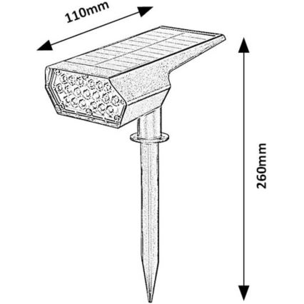 Rabalux - LED apšvietimas, įkraunamas saulės energija LED/0,5W/3,7V IP65 juoda