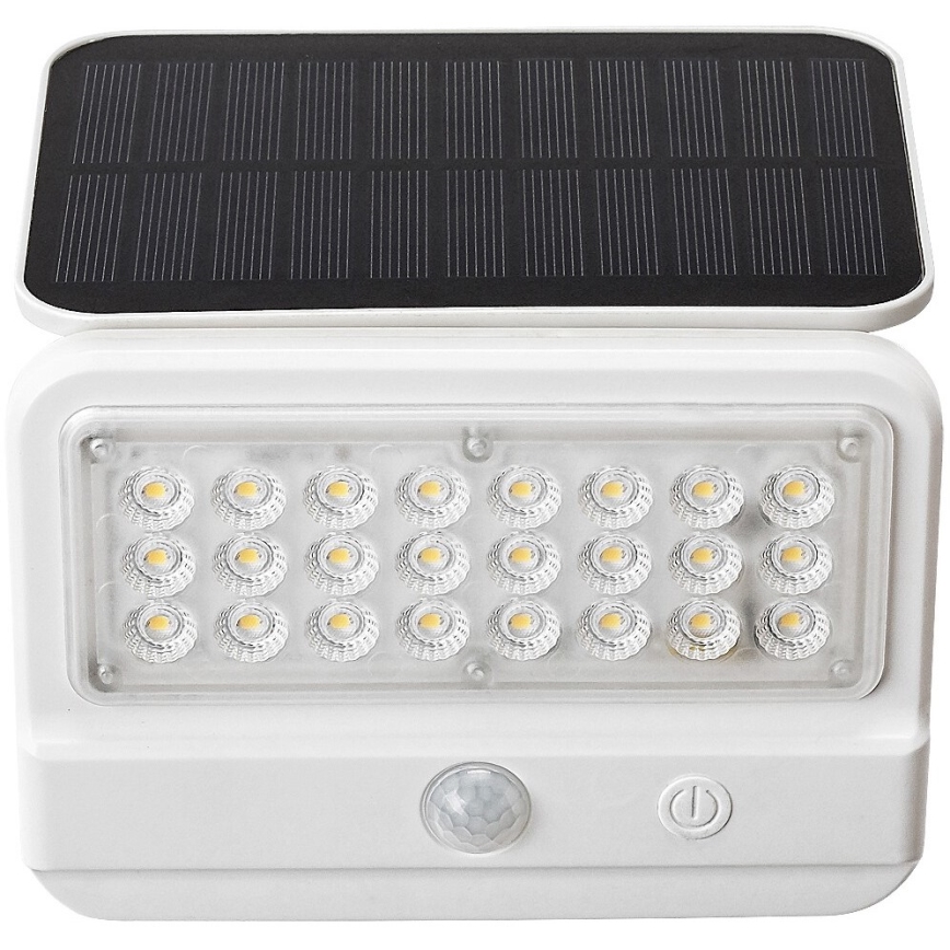 Rabalux - LED sieninis šviestuvas su jutikliu, įkraunamas saulės energija LED/7W/3,7V IP54 balta