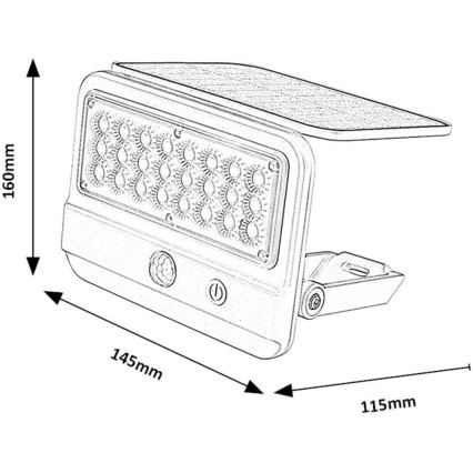 Rabalux - LED sieninis šviestuvas su jutikliu, įkraunamas saulės energija LED/7W/3,7V IP54 balta