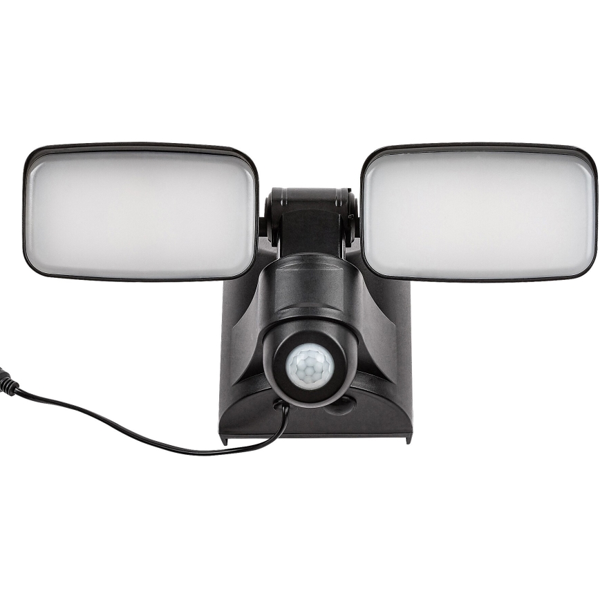 Rabalux - LED Saulės energijos sieninis lankstus šviestuvas su jutikliu ir išoriniu skydeliu 2xLED/5W/3,7V IP54 juodas