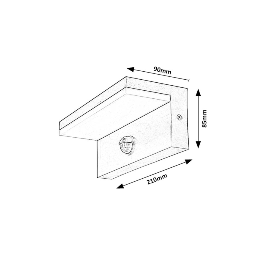 Rabalux - LED Lauko sieninis šviestuvas su jutikliu LED/9W/230V 2700/4000/6500K IP54 juoda