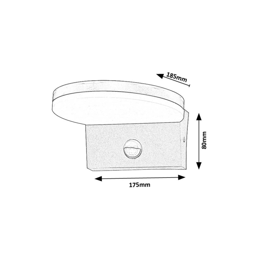 Rabalux - LED Lauko sieninis šviestuvas su jutikliu LED/9W/230V 2700/4000/6500K IP54 juoda
