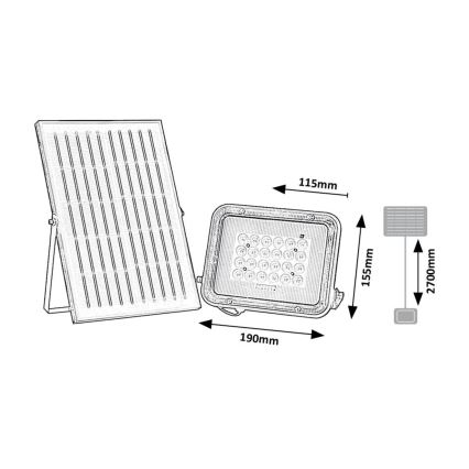 Rabalux - LED Saulės Prožektoriaus šviestuvas LED/6,5W/3,2V 3000/4000/6500K 1000mAh IP65