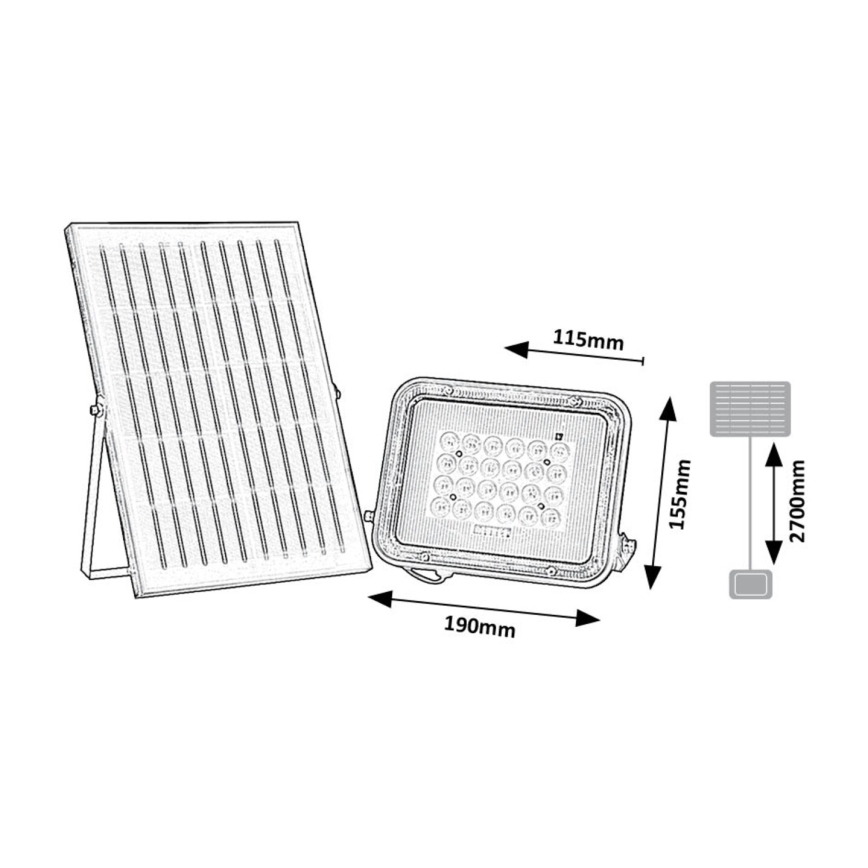 Rabalux - LED Saulės Prožektoriaus šviestuvas LED/6,5W/3,2V 3000/4000/6500K 1000mAh IP65