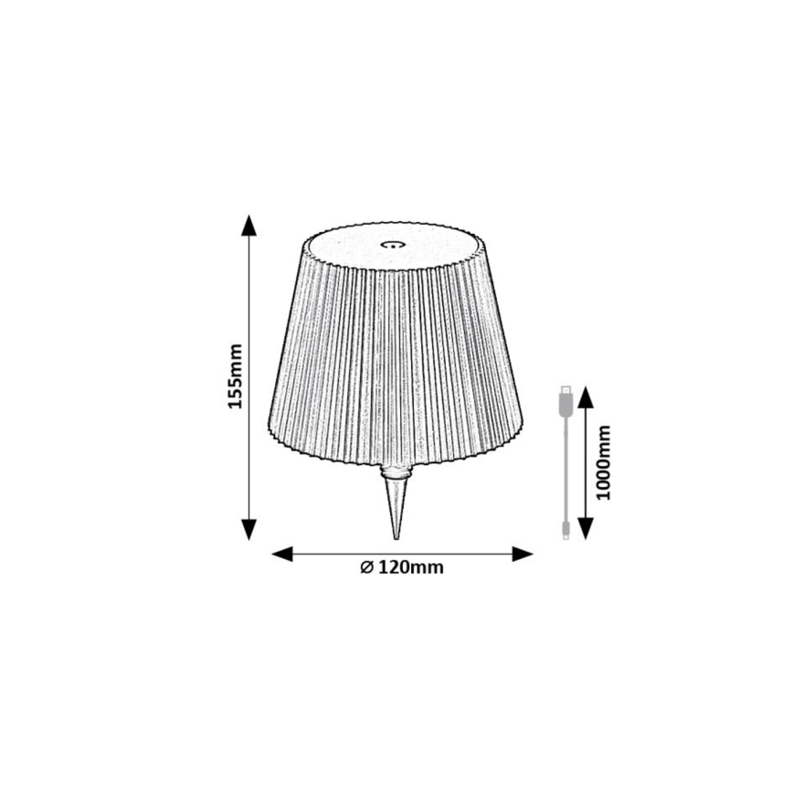 Rabalux - LED šviesos reguliavimas įkraunamas butelis lempos gaubtas LED/2W/5V IP44
