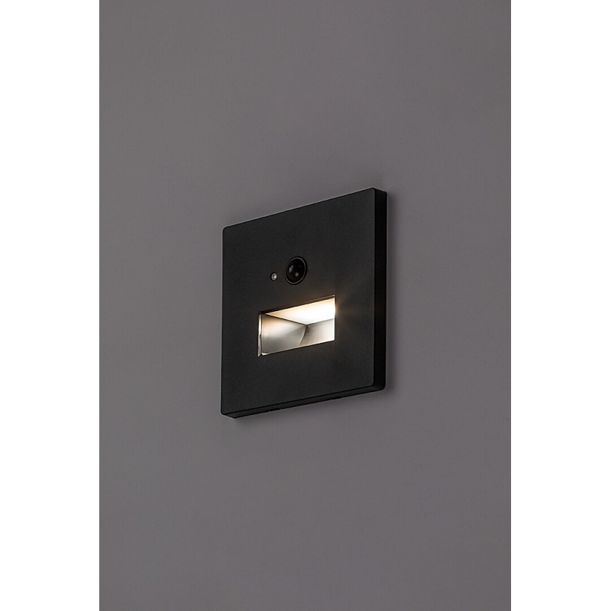 Rabalux - LED laiptų šviestuvas su judesio ir sumrėkimo jutikliu LED/1W/230V 3000/4500/6500K juodas