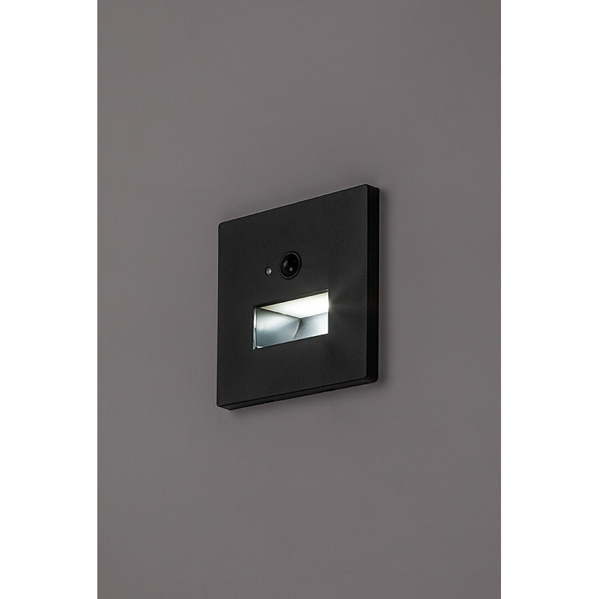 Rabalux - LED laiptų šviestuvas su judesio ir sumrėkimo jutikliu LED/1W/230V 3000/4500/6500K juodas