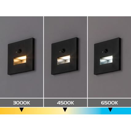 Rabalux - LED laiptų šviestuvas su judesio ir sumrėkimo jutikliu LED/1W/230V 3000/4500/6500K juodas