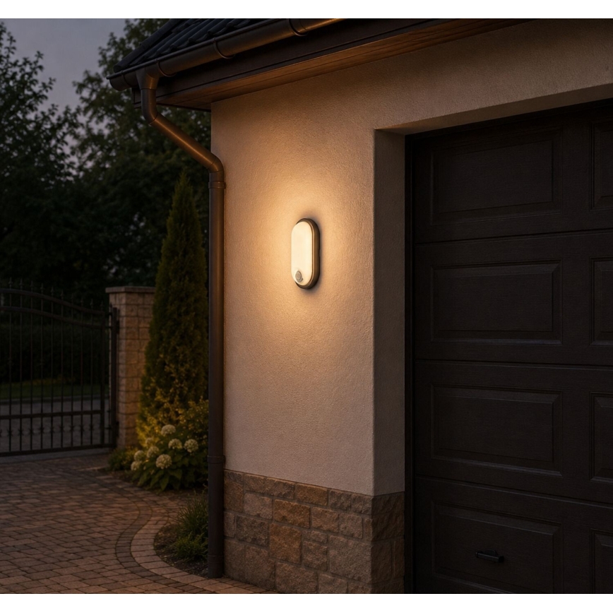 Rabalux - LED lauko lubinis šviestuvas su jutikliu LED/15W/230V IP65 juodas