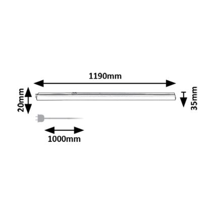 Rabalux - LED virtuvės šviestuvas, kabinamas po spintele LED/16W/230V 3000/4000K juoda