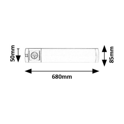 Rabalux - LED Virtuvės šviestuvas, montuojamas po spintelėmis, su stalčiumi LED/8W/230V 4000K 68 cm sidabras