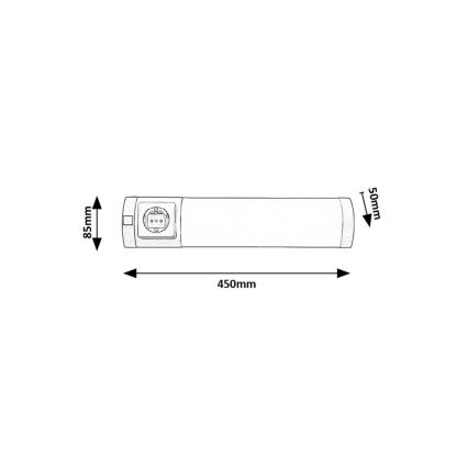 Rabalux - LED Virtuvės šviestuvas, montuojamas po spintelėmis, su stalčiumi LED/5W/230V 4000K 45 cm matinis chromas