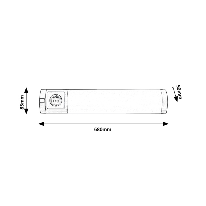 Rabalux - LED Virtuvės šviestuvas, montuojamas po spintelėmis, su stalčiumi LED/8W/230V 4000K 68 cm matinis chromas