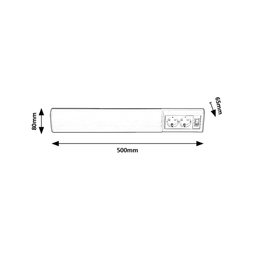 Rabalux - LED virtuvės šviestuvas, kabinamas po spintele su 2 lizdais LED/10W/230V 4000K 50 cm balta