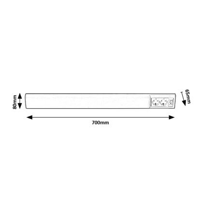 Rabalux - LED virtuvės šviestuvas, kabinamas po spintele su 2 lizdais LED/15W/230V 4000K 70 cm balta